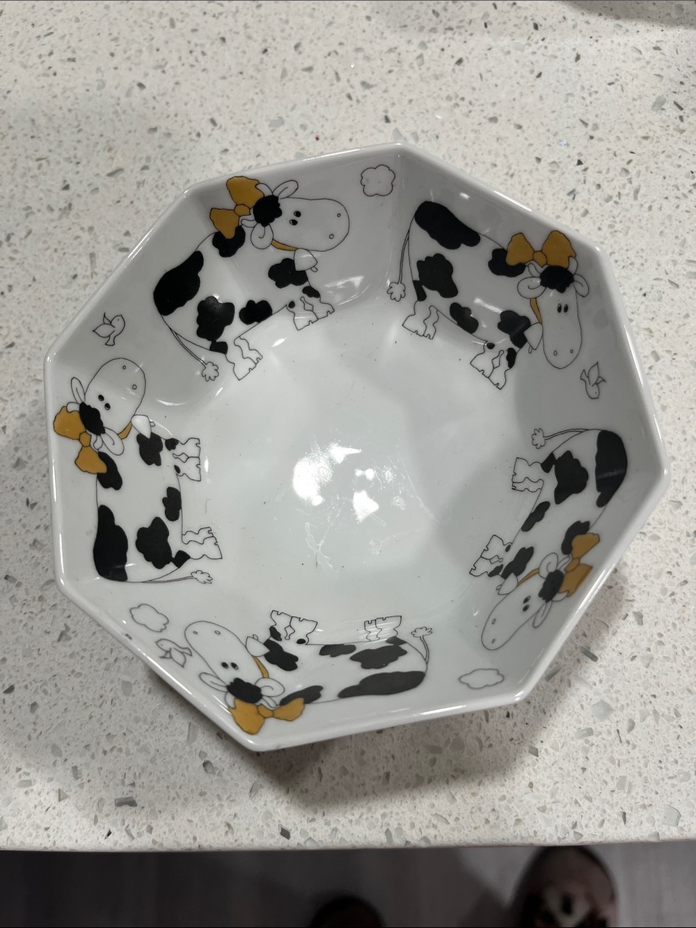 Pirken hammer VTG CZECH REPUBLIC Octagonal Cow Print Ceramic Bowl